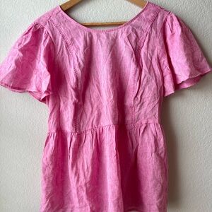 NWT Lane Bryant Pink Ruffled Flutter Sleeve Top Illusion Collection